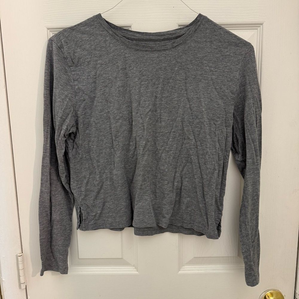 Girlfriend Collective Cropped Tight Long Sleeve Shirt Size Small Gray Heathered